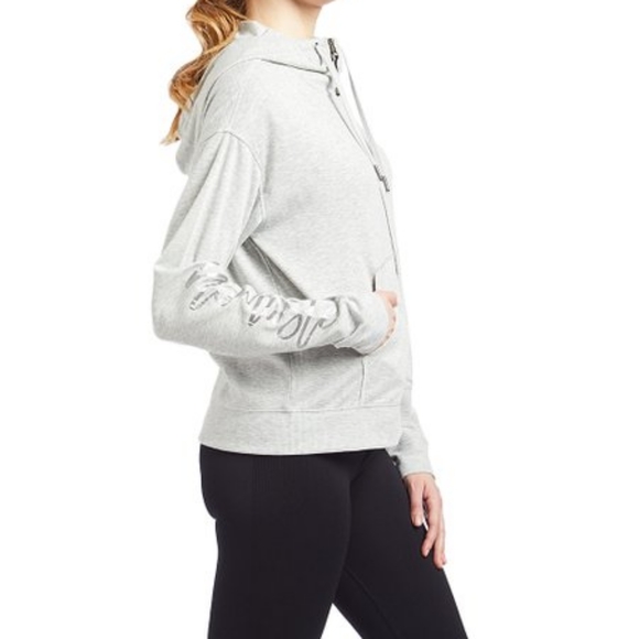 "Namaste " Gaiam Gray Heather ZipUp Hoodie - Picture 3 of 6